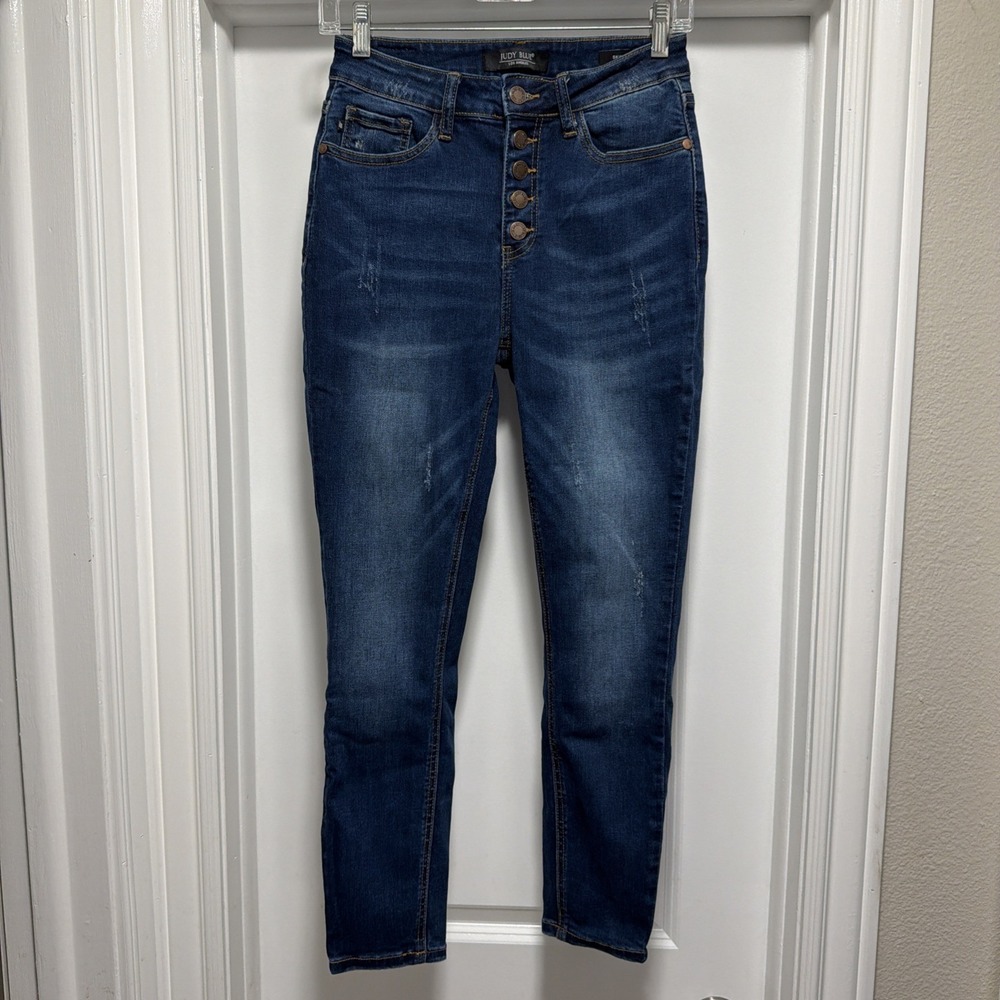 Judy Blue‎ Jeans Womens 5/27 Skinny Fit JB8855 High Rise Stretch Button Fly